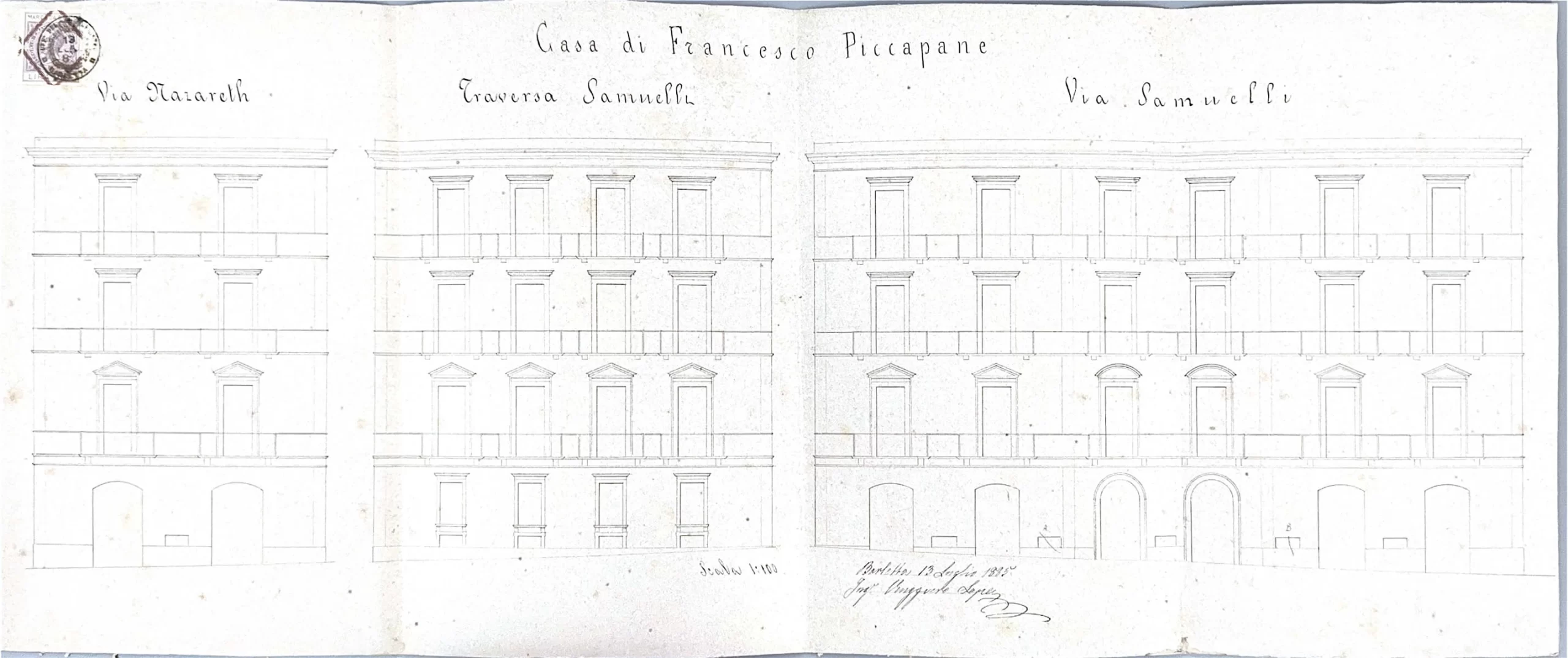 Prospetto originale dell'edificio che ospita il Bed and Breakfast a Barletta.