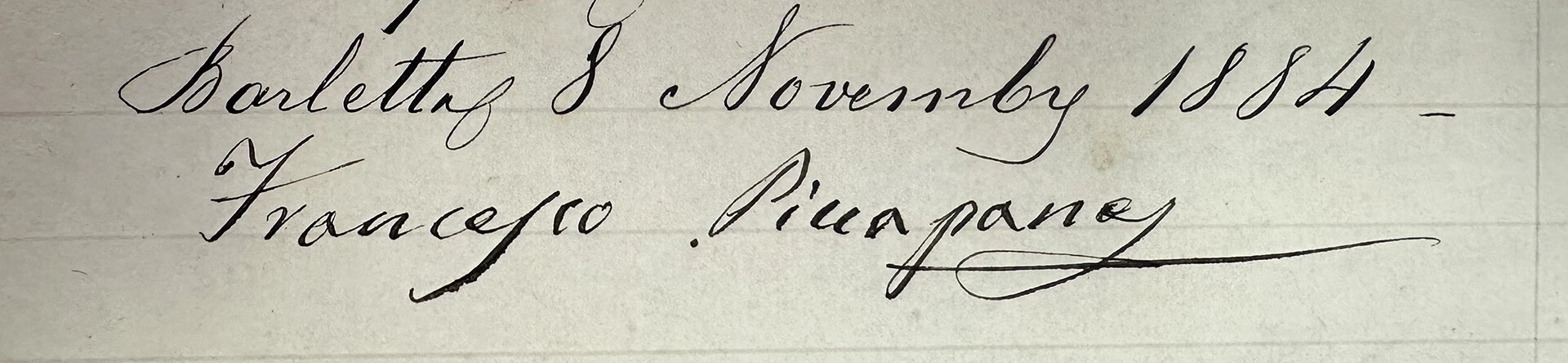 Firma di Francesco Piccapane – Il fondatore del Bed and Breakfast a Barletta.